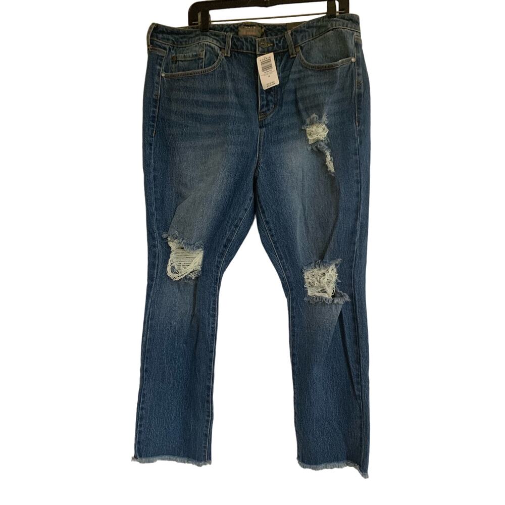 Torrid High Rise Button Fly Straight 14R NWT Denim Distressed Women Cropped Jean